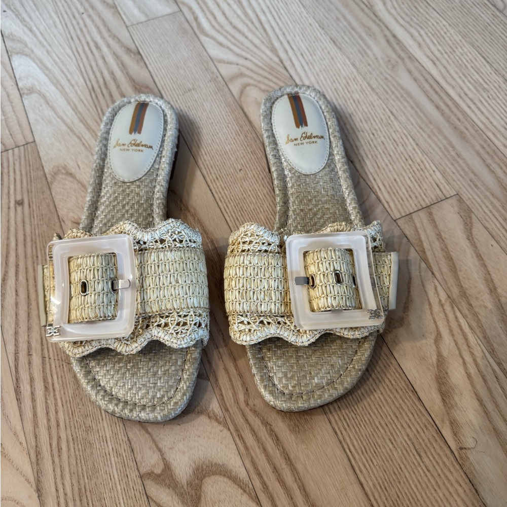 Sam Edelman Beige Woven Slide Sandals, Never been worn